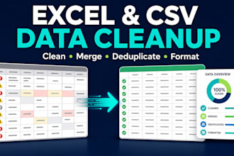 clean, merge, deduplicate, and format your excel or CSV data