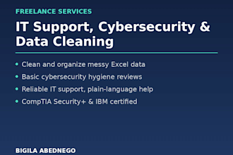 provide IT support basic cybersecurity and data cleaning in excel