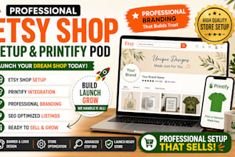 etsy shop setup printify pod branding banner logo etsy print on demand etsy seo