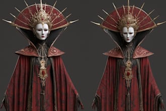 horror vampire lord queen character desing