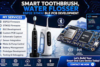 do smart toothbrush, water flosser esp32 stm32 ble pcb development