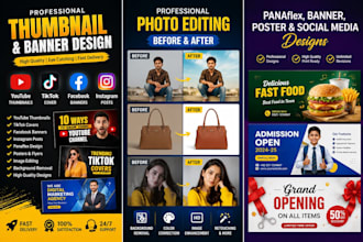 design professional social media thumbnails, banners