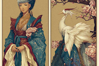 draw a unique oriental or classic asian style illustration