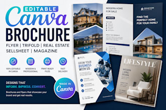 do editable canva brochure flyer trifold real estate brochure sellsheet magazine