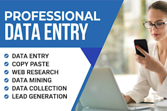 do expert data entry web research copy paste and excel data cleaning
