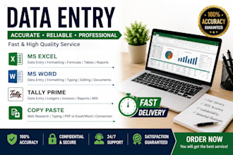 do data entry,tally prime, excel,ms word
