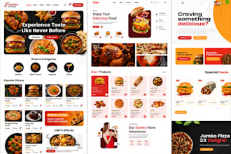 design resturant website, food menu, online ordering, food truck, cafe website