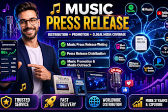 do music press release, distribute press release and promote music press release