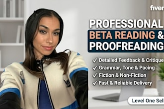 be your beta reader for your fiction or fantasy book