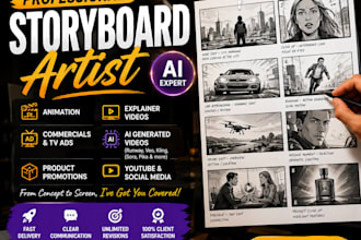 create professional storyboard for animation commercial or explainer video