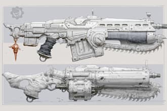 draw your weapon concept art in awesome details