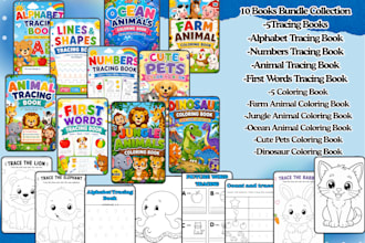 create  printable kids tracing and coloring book bundle