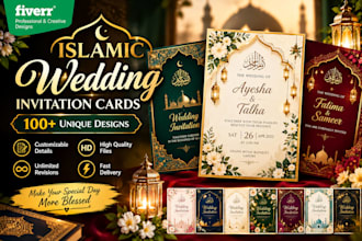 design islamic wedding invitations, nikkah cards, and muslim wedding invite