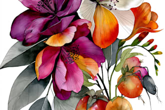 draw botanical illustrations of flowers, plants,