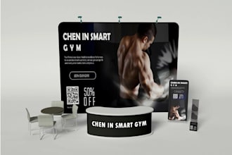 design trade show booth and backdrop banner for exhibition display