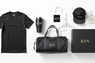 design luxury sport brand kit with logo mockup and packaging