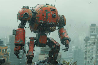 do custom digital 2d mecha art illustration