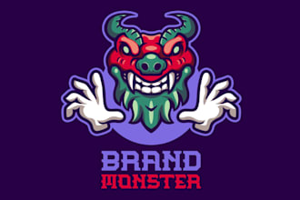 do illustrations style mythical beasts monsters fantasy logo