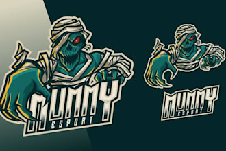 do a custom scary mascot, cartoon mummy logo