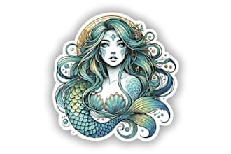 design high quality mermaid mascot logo with t shirt design