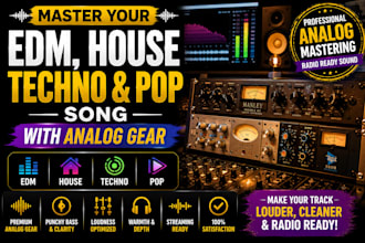 master your edm, house, techno and pop song with analog hardware gear