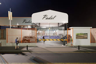 rebuild padel tennis court, stadium, pickleball layout, commercia sport facility