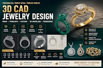 3d cad jewelry design for pendant rings casting 3d product modelling renderings