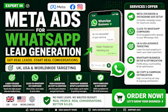 setup meta ads for verified whatsapp lead generation and facebook ads uk usa