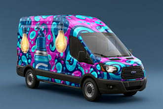 draw clean and professional car wrap, vehicle wrap design