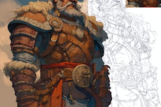 llustrate draw or design any character or scene for a story game or concept
