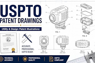 create uspto utility design patent drawings illustrations and technical drawings