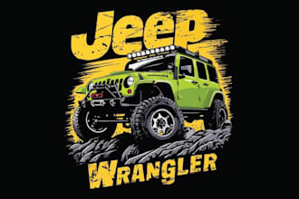 design high quality jeep mascot logo with t shirt design