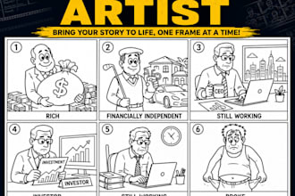 draw storyboard and comic panels in line art