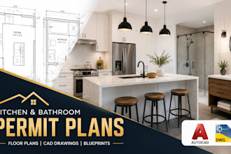 draw kitchen and bathroom remodel plans, cad floor plans and blueprints