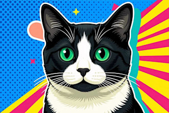 draw your cat dog or your pet into vector pop art portrait