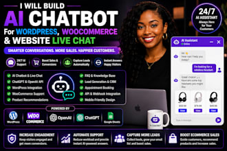 build ai chatbot for wordpress woocommerce and  live chat bot chatgpt bot openai