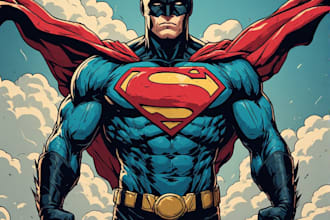 illustrate a superhero pop art portraits