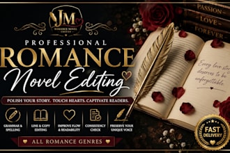 professionally edit your romance novel and manuscript