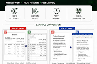 convert PDF to excel or word manually with high accuracy