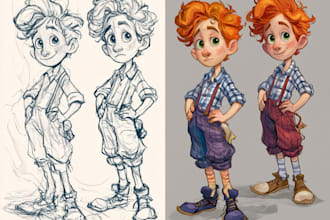 design creative cute 2d cartoon character