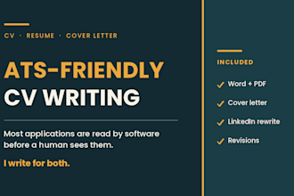 write an ats friendly CV resume and cover letter