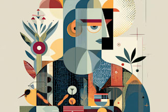 design amazing vector clip art portrait illustration