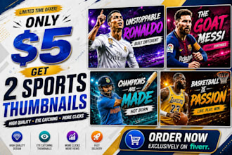 design eye catching sports and football youtube thumbnails