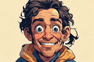 draw cute and funny cartoon character illustration