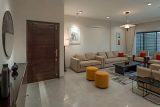 3d apartment interior, furniture smart automation, multifunctional space render
