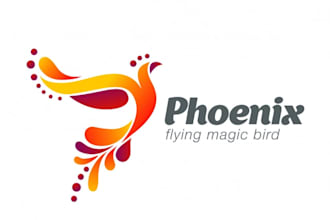 design abstract line art phoenix logo for you
