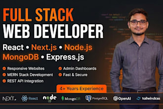 do website development as full stack developer react js, node js developer