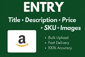 do amazon product data entry and csv upload in 24 hours