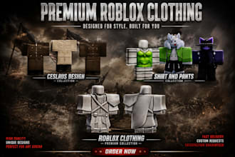 design roblox ugc layererd clothing roblox avatar gfx 3d assests r6 r15 upload
