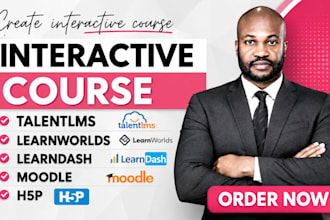 create interactive course on talentlms, learnworlds, learndash, moodle, h5p